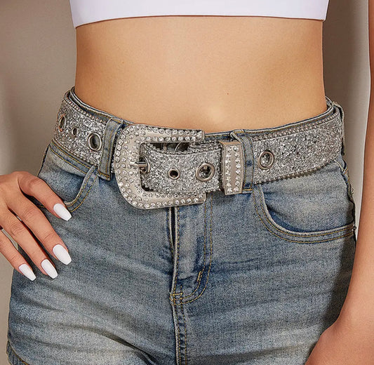 Silver Bling Western Belt